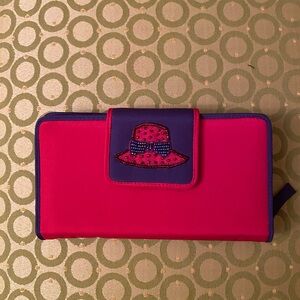 Victory red with purple trim and beaded hat multi pocket wallet